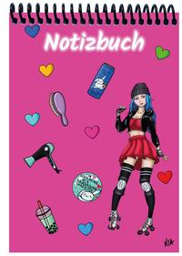 Vorderes Coverbild A 5 Notizblock Manga Enora, pink, kariert