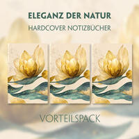 Vorderes Coverbild Eleganz der Natur - 3er Vorteilspack - Premium Hardcover-Notizbuch A5 Soft Touch mit linierten Seiten, verzaubert durch goldenen Blütencharme