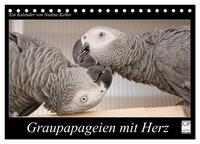 Vorderes Coverbild Graupapageien mit Herz (Tischkalender 2025 DIN A5 quer), CALVENDO Monatskalender