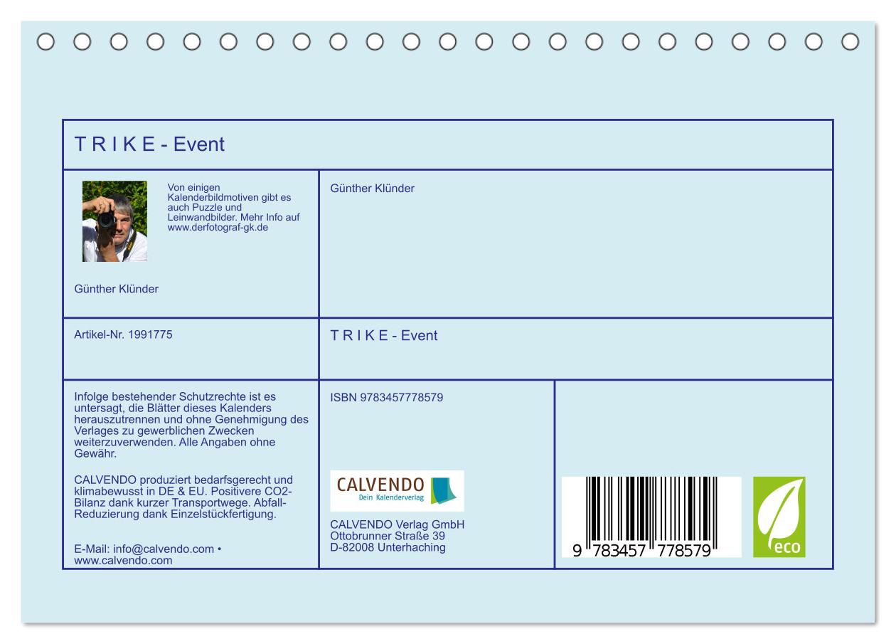 Beispielinhalt (Bild) T R I K E - Event (Tischkalender 2026 DIN A5 quer), CALVENDO Monatskalender