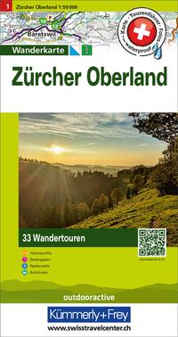 Vorderes Coverbild Kümmerly+Frey Wandertourenkarte 1 Zürcher Oberland 1:50.000