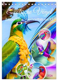 Vorderes Coverbild Exotische Vögel. Zauberhafte Vogelvielfalt mit KI (Tischkalender 2026 DIN A5 hoch), CALVENDO Monatskalender