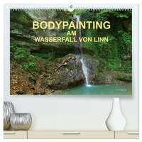 Vorderes Coverbild BODYPAINTING AM WASSERFALL VON LINN (hochwertiger Premium Wandkalender 2026 DIN A2 quer), Kunstdruck in Hochglanz