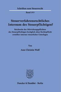 Vorderes Coverbild Steuerverfahrensrechtliches Internum des Steuerpflichtigen?