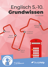 Vorderes Coverbild Englisch Grundwissen Klasse 5 bis 10 in Grammatik – Übungsbuch, Lernheft, Aufgaben mit Lösungen – für Realschule & Gymnasium