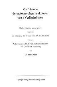 Vorderes Coverbild Zur Theorie der automorphen Funktionen von n Veränderlichen