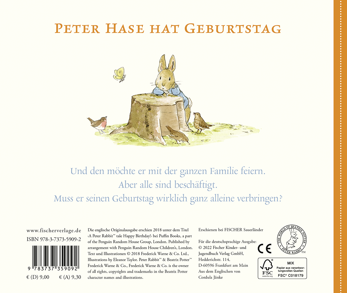 Rückseitencover Peter Hase feiert Geburtstag