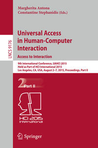 Vorderes Coverbild Universal Access in Human-Computer Interaction. Access to Interaction