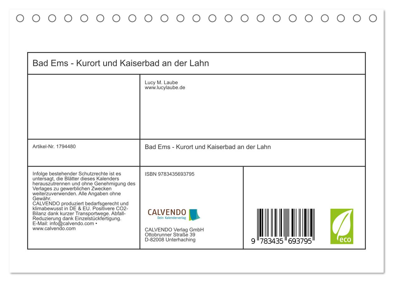 Beispielinhalt (Bild) Bad Ems - Kurort und Kaiserbad an der Lahn (Tischkalender 2025 DIN A5 quer), CALVENDO Monatskalender