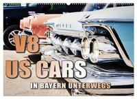 Vorderes Coverbild V8 US Cars unterwegs in Bayern (Wandkalender 2025 DIN A2 quer), CALVENDO Monatskalender