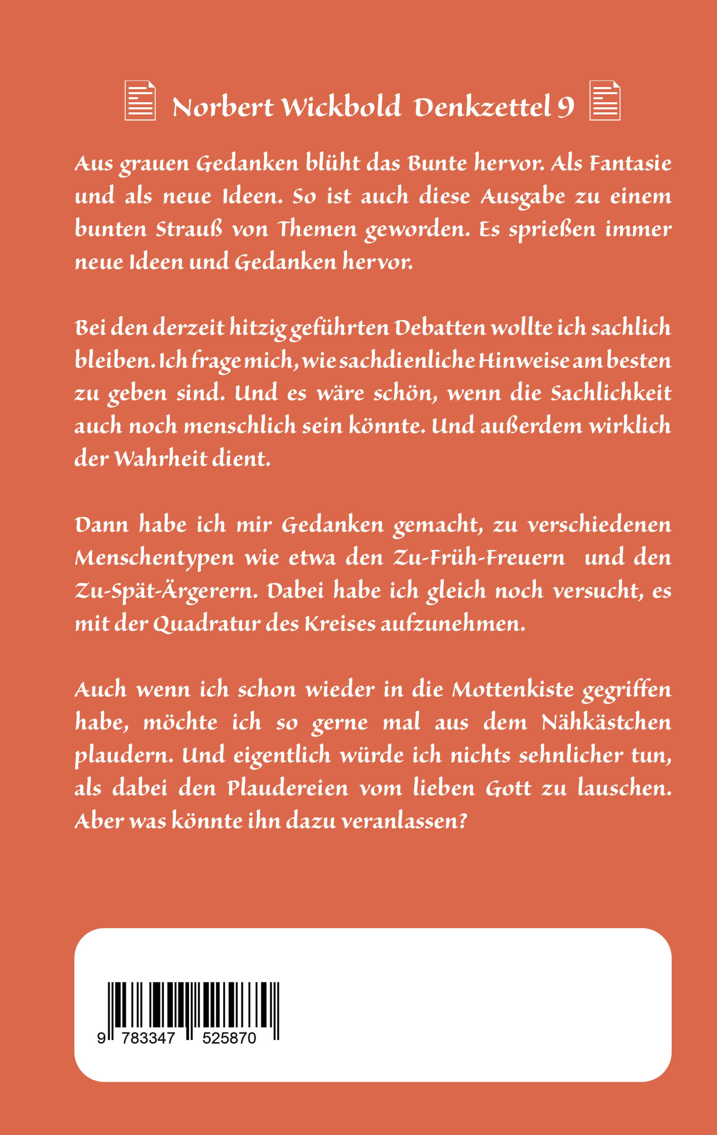 Rückseitencover Norbert Wickbold Denkzettel