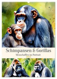 Vorderes Coverbild Schimpansen & Gorillas (Wandkalender 2025 DIN A2 hoch), CALVENDO Monatskalender