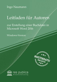 Vorderes Coverbild Leitfaden für Autoren zur Erstellung einer Buchdatei in Microsoft Word 2016
