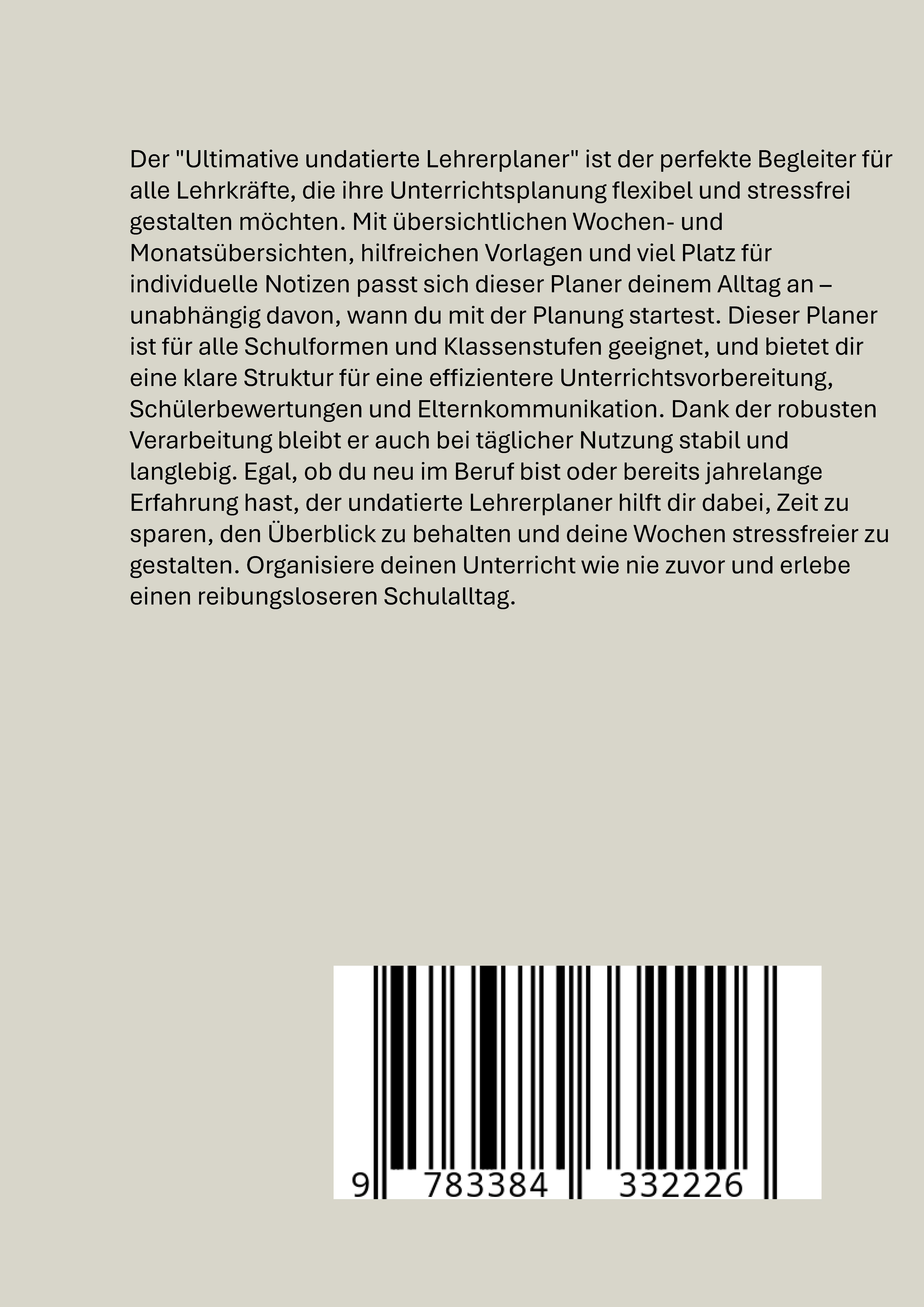 Rückseitencover Der ultimative undatierte Lehrerplaner