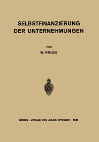 Vorderes Coverbild Selbstfinanzierung der Unternehmungen