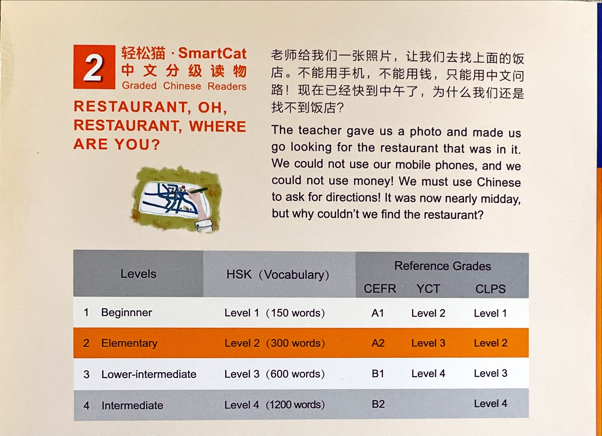 Rückseitencover Smart Cat Graded Chinese Reader L2: Where is the restaurant?