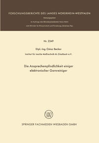 Vorderes Coverbild Die Ansprechempfindlichkeit einiger elektronischer Garnreiniger