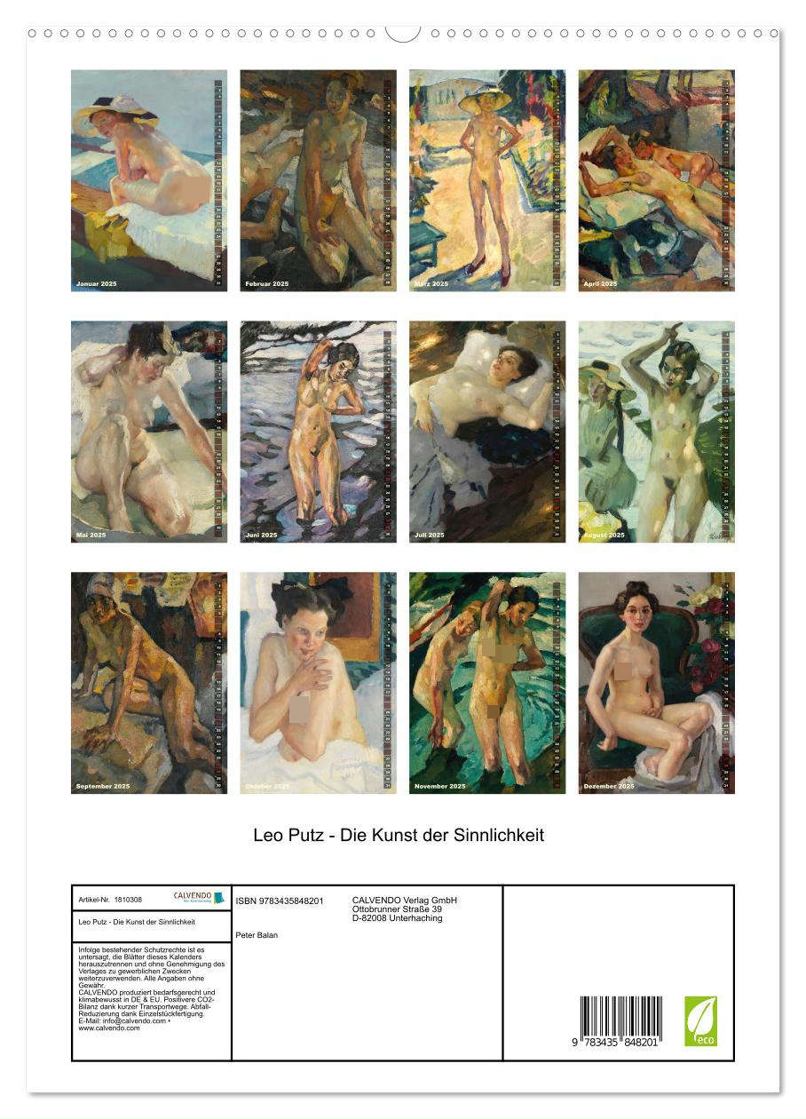 Beispielinhalt (Bild) Leo Putz - Die Kunst der Sinnlichkeit (hochwertiger Premium Wandkalender 2025 DIN A2 hoch), Kunstdruck in Hochglanz