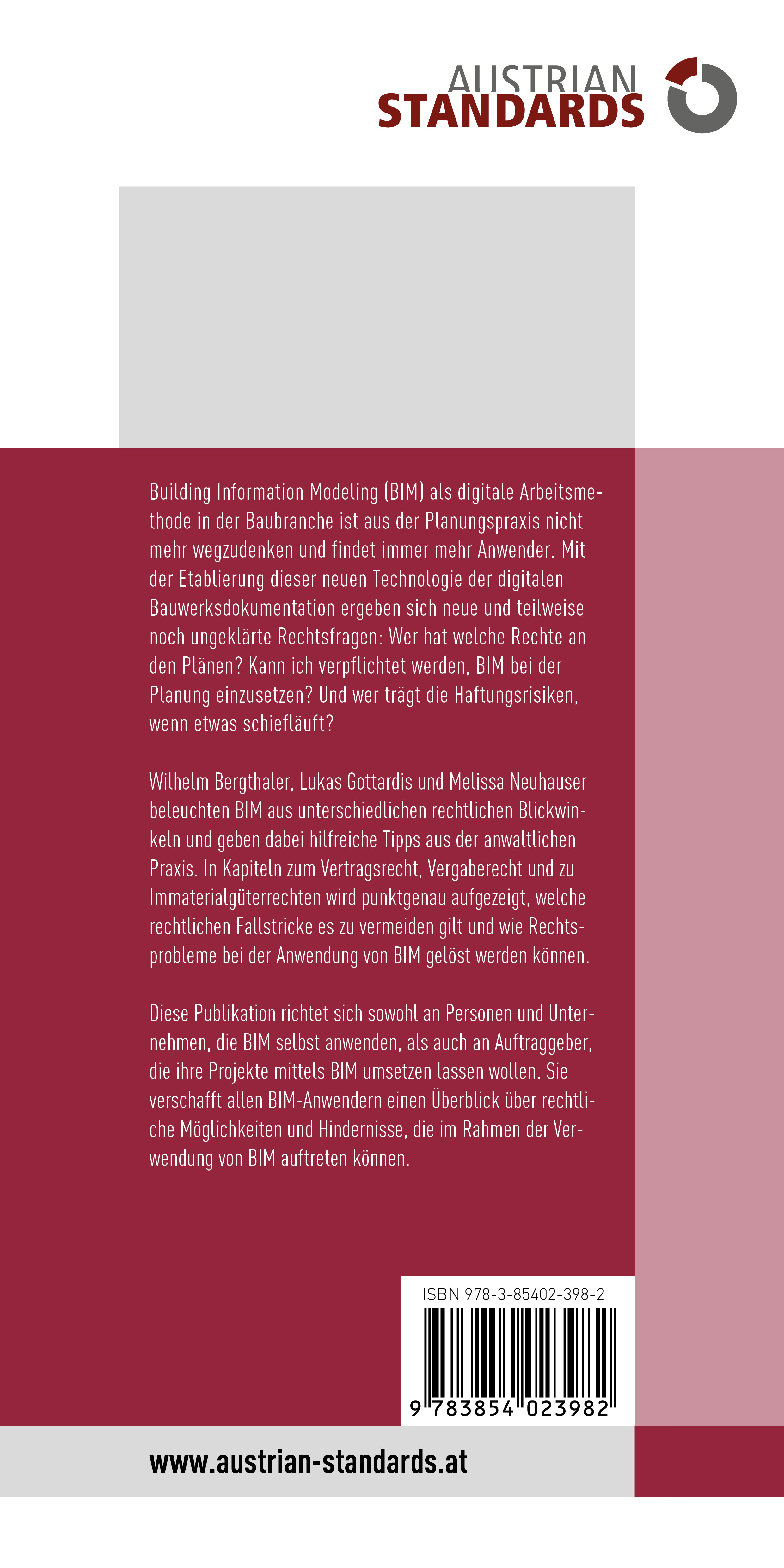 Rückseitencover BIM und Recht in Österreich