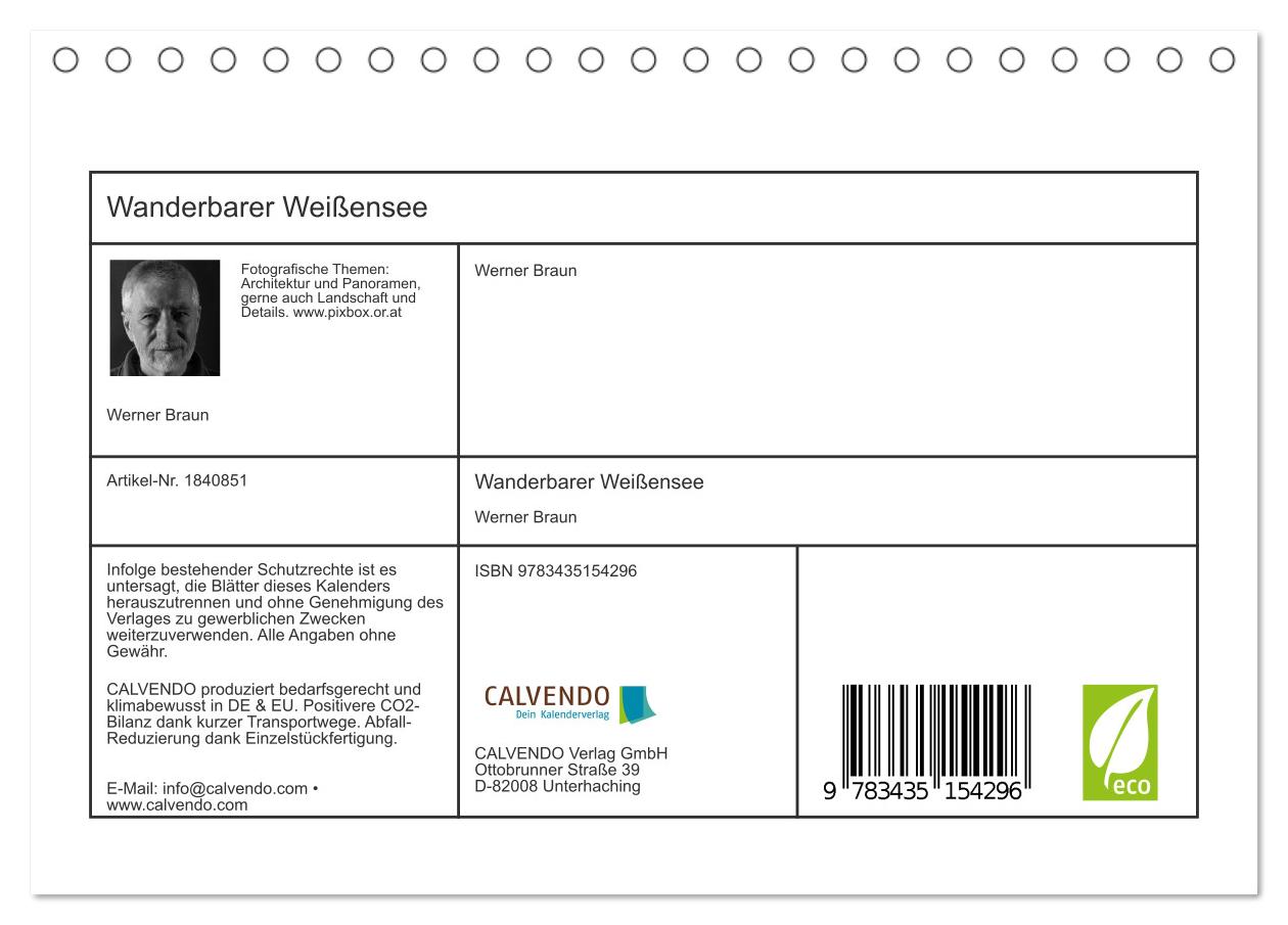 Beispielinhalt (Bild) Wanderbarer Weißensee (Tischkalender 2025 DIN A5 quer), CALVENDO Monatskalender