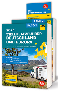 Vorderes Coverbild ADAC Stellplatzführer 2025 Deutschland und Europa