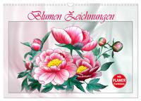 Vorderes Coverbild Blumen-Zeichnungen (Wandkalender 2025 DIN A3 quer), CALVENDO Monatskalender