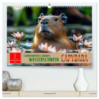 Vorderes Coverbild Capybara - liebenswertes großes Wasserschwein (hochwertiger Premium Wandkalender 2025 DIN A2 quer), Kunstdruck in Hochglanz