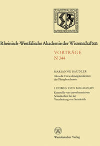 Vorderes Coverbild Aktuelle Entwicklungstendenzen der Phosphorchemie. Kontrolle von umweltsensitiven Schadstoffen bei der Verarbeitung von Steinkohle