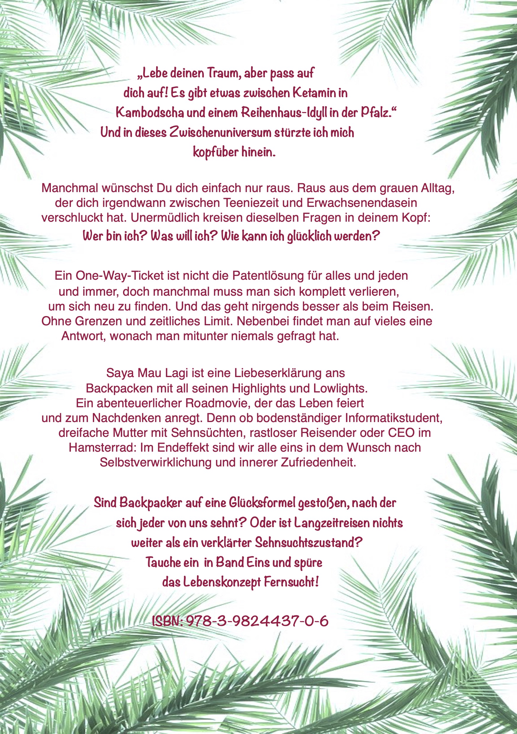 Rückseitencover Saya Mau Lagi - Vom Lebenskonzept Fernsucht