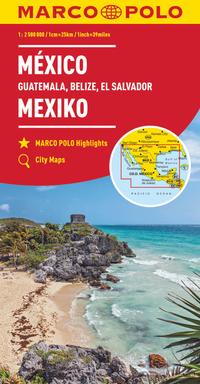 Vorderes Coverbild MARCO POLO Kontinentalkarte Mexiko, Guatemala, Belize, El Salvador 1:2,5 Mio.