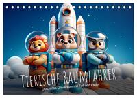 Vorderes Coverbild Tierische Raumfahrer: Durch das Universum mit Fell und Feder (Tischkalender 2026 DIN A5 quer), CALVENDO Monatskalender