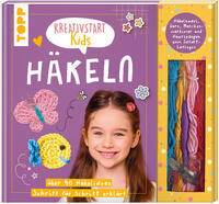 Vorderes Coverbild Kreativstart Kids Häkeln. Anleitungsbuch und Material