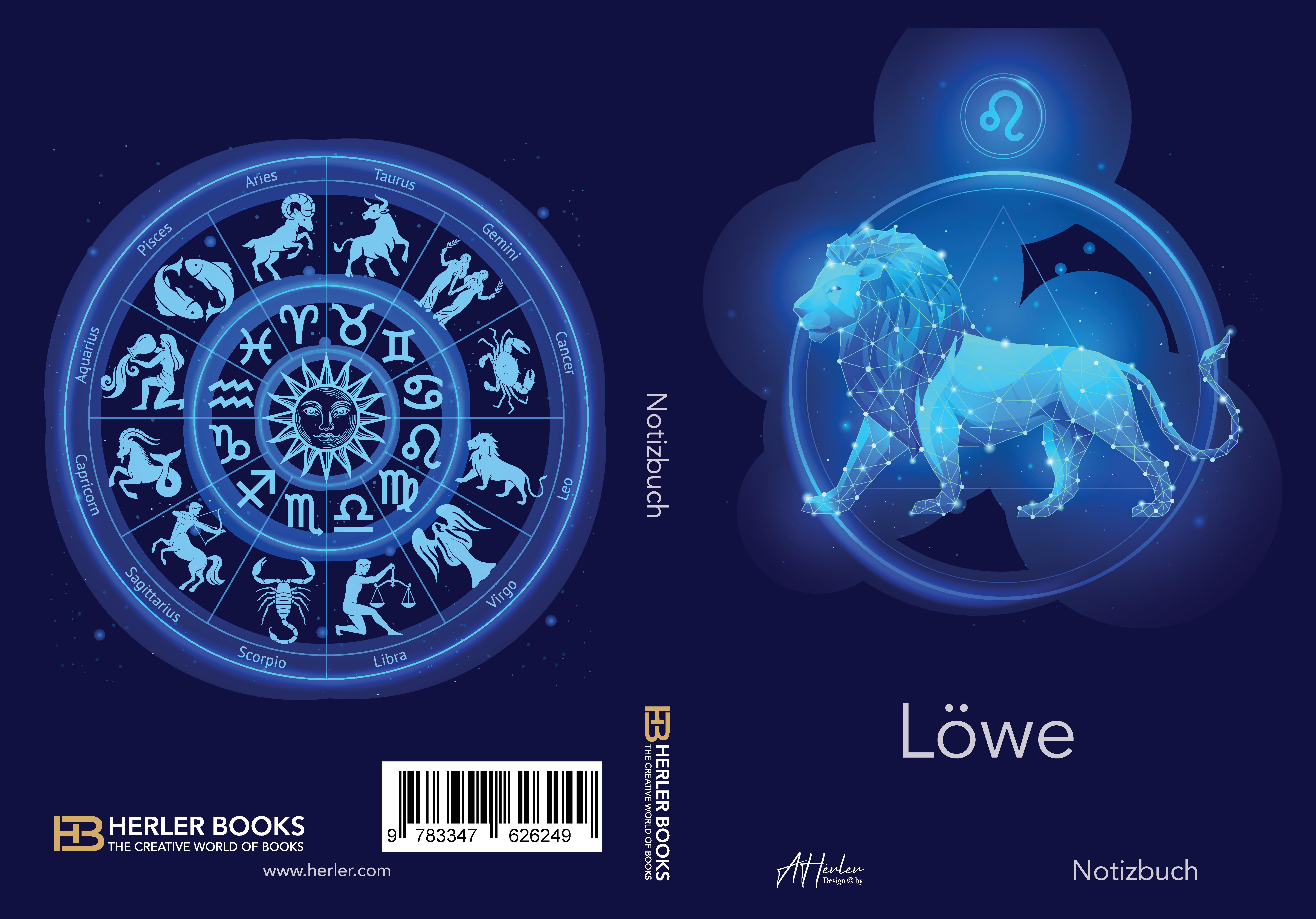 Gesamtes Coverbild Sternzeichen Löwe Notizbuch | Designed by Alfred Herler