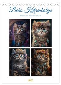 Vorderes Coverbild Boho Katzenbabys (Tischkalender 2025 DIN A5 hoch), CALVENDO Monatskalender