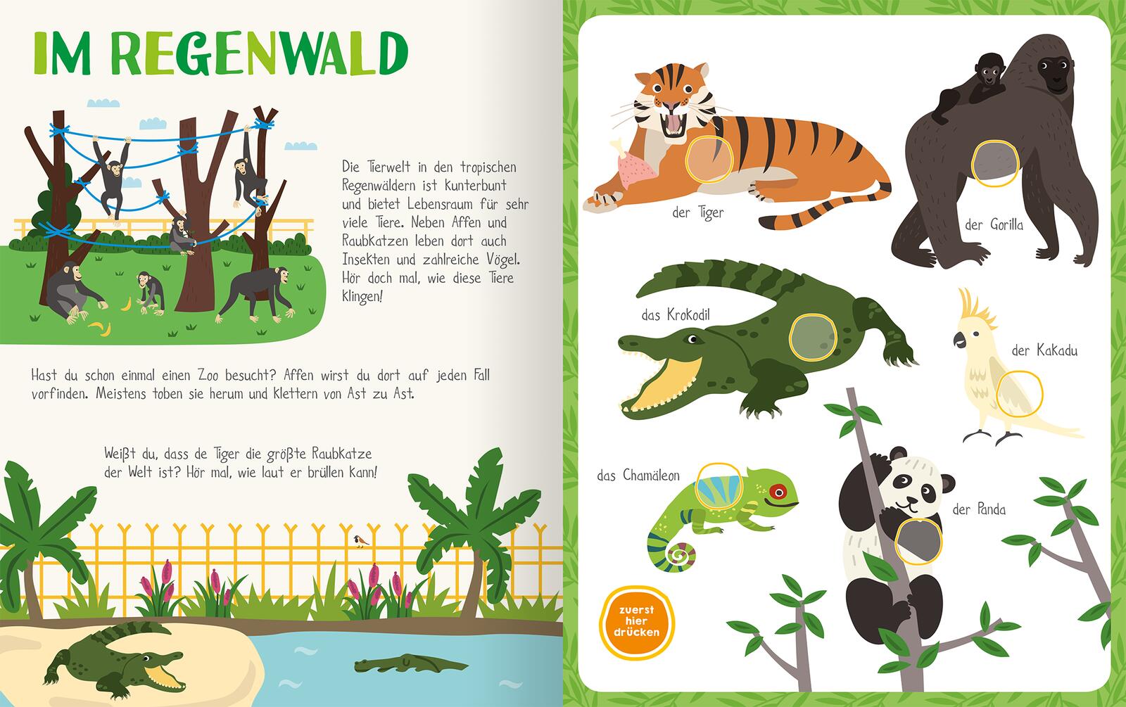 Beispielinhalt (Bild) Mein sprechendes Soundbuch – Tiere im Zoo