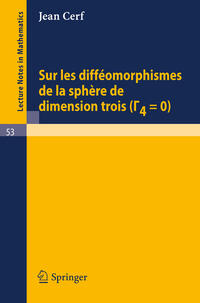 Vorderes Coverbild Sur les diffeomorphismes de la sphere de dimensions trois (Gamma 4=0)