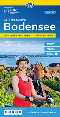 Vorderes Coverbild ADFC-Regionalkarte Bodensee, 1:50.000, reiß- und wetterfest, mit kostenlosem GPS-Download der Touren via BVA-website oder Karten-App