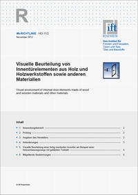 Vorderes Coverbild ift-Richtlinie HO-11/1 - Visuelle Beurteilung von Innentürelementen aus Holz und Holzwerkstoffen sowie anderen Materialien