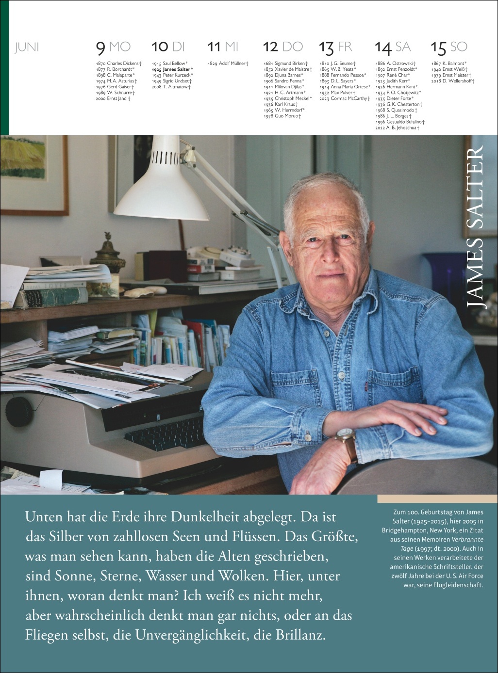 Beispielinhalt (Bild) Der Literatur Kalender Wochenkalender 2025