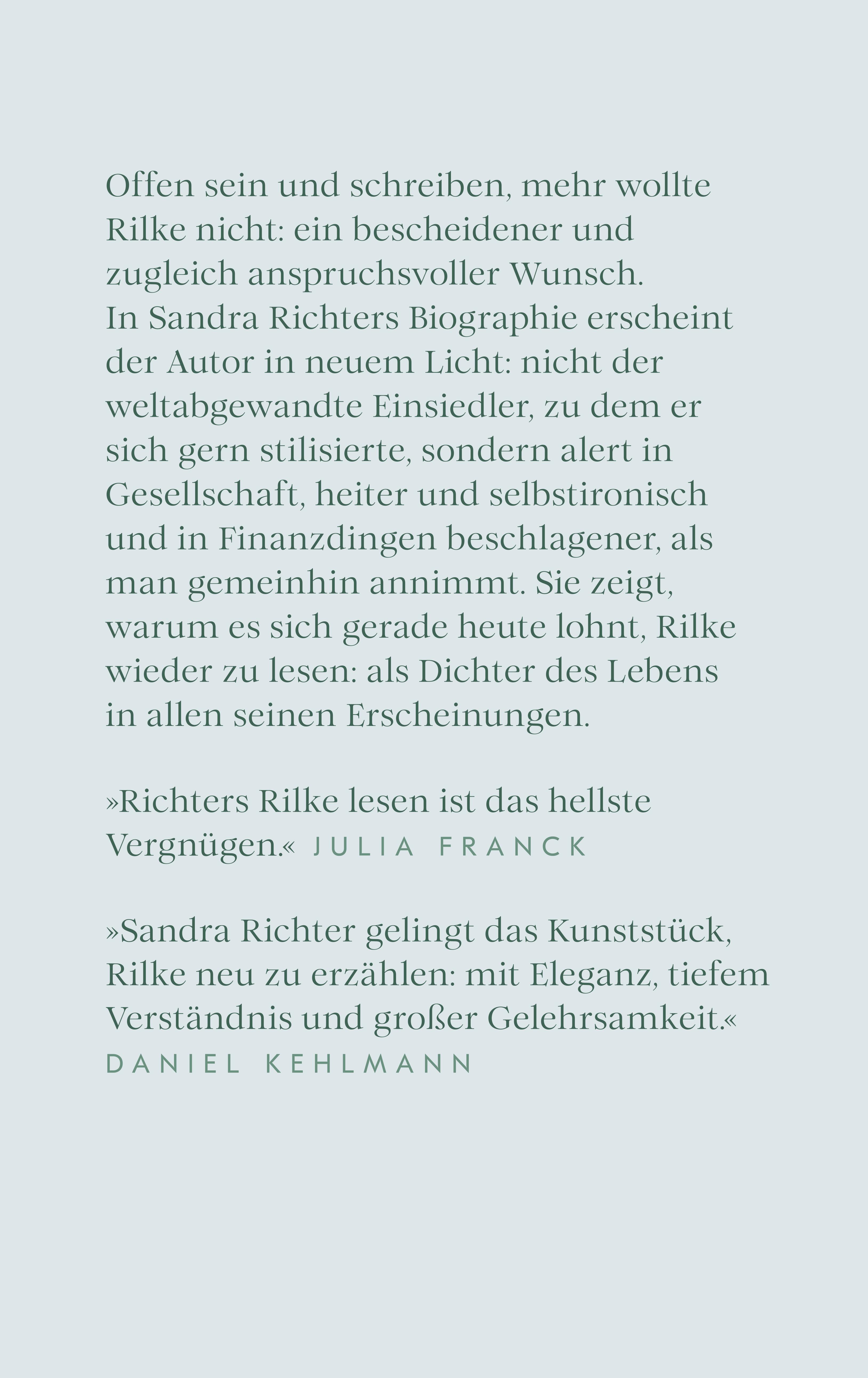 Rückseitencover Rainer Maria Rilke oder Das offene Leben