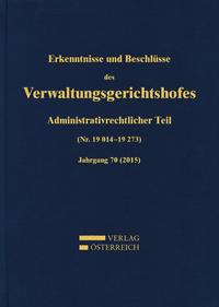 Vorderes Coverbild Erkenntnisse und Beschlüsse des Verwaltungsgerichtshofes
