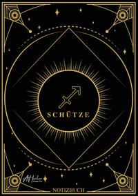 Vorderes Coverbild Edles Notizbuch Sternzeichen Schütze | Designed by Alfred Herler