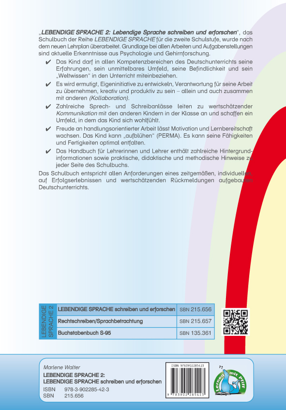 Rückseitencover LEBENDIGE SPRACHE 2: Lebendige Sprache schreiben und erforschen