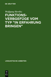 Vorderes Coverbild Funktionsverbgefüge vom Typ "in Erfahrung bringen"