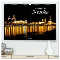 Vorderes Coverbild Nachts in Dresden (hochwertiger Premium Wandkalender 2025 DIN A2 quer), Kunstdruck in Hochglanz