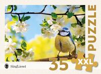 Vorderes Coverbild Demenz-Puzzle: Blaumeise im Frühling. Das Demenz-Puzzle-Spiel mit 35 Puzzle-Teilen im XXL-Format.