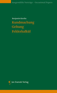 Vorderes Coverbild Kundmachung, Geltung, Fehlerkalkül