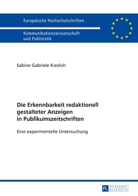 Vorderes Coverbild Die Erkennbarkeit redaktionell gestalteter Anzeigen in Publikumszeitschriften