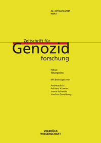Vorderes Coverbild Zeitschrift für Genozidforschung 22. Jahrgang 2024, Heft 1