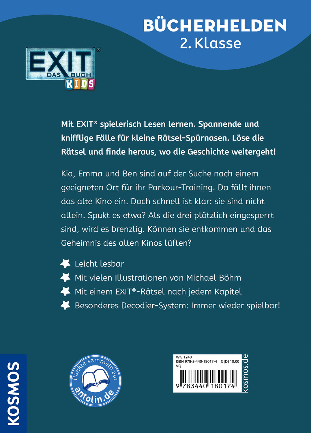 Rückseitencover EXIT® - Das Buch, Bücherhelden 2. Klasse, Das Geisterkino